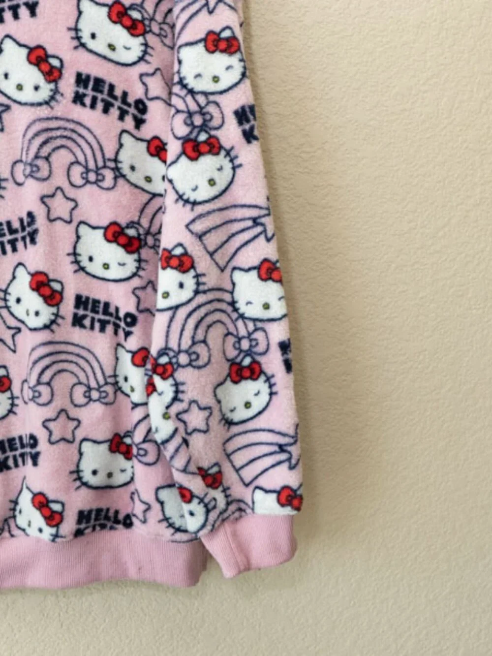 Hello Kitty Sanrio Plush Sweatshirt Womens M Pink Fleece Oversized Kawaii Cozy - Picture 6 of 11